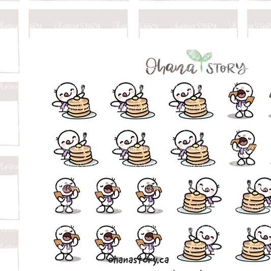 SNOMI 063 | Pancakes/Waffles | Hand Drawn Planner Stickers