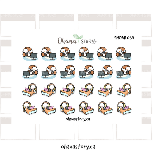 SNOMI 064 | Fall Asleep Watching TV | Hand Drawn Planner Stickers